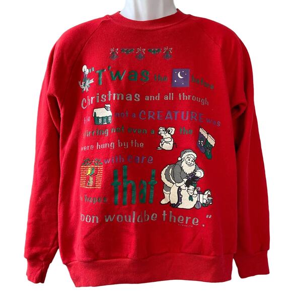 VINTAGE 80s BJ Design Concepts Night Before Christmas Sweatshirt Size M - Picture 1 of 6